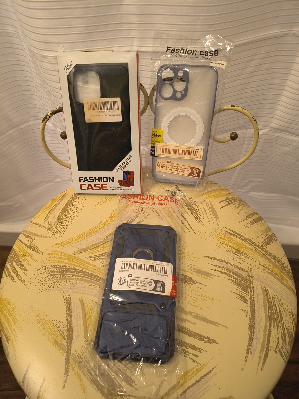 3 Protective Phone Case Pack — Blue & White i13